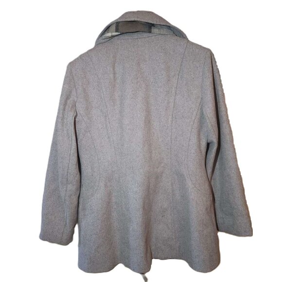 London Fog Wool-blend Jacket Women's Medium, Beige, Plaid Scarf Warm Winter Fall - Picture 15 of 15